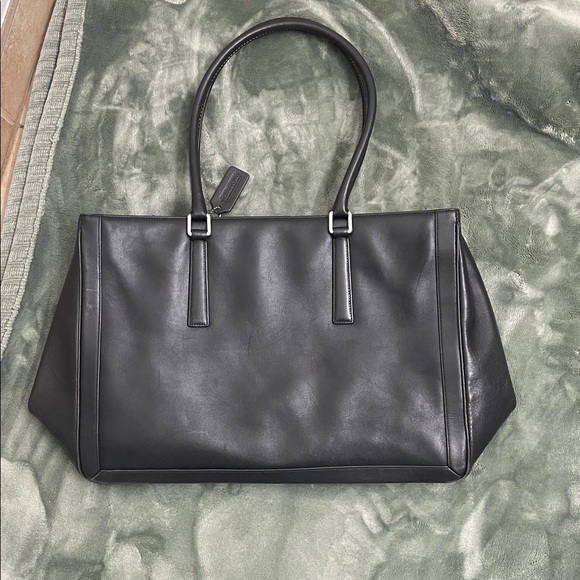 Coach Black Leather Handbag with Silver Accents